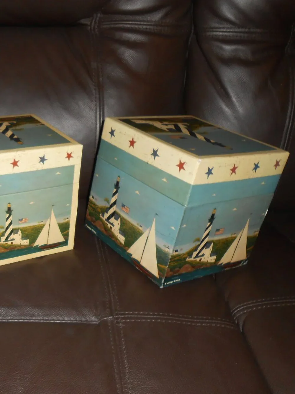 Warren Kimble Coastal Breeze 3 decorative nesting stacking boxes 6 placemats